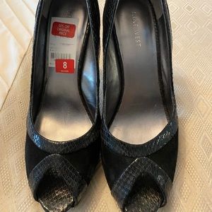 Nine west black peep toe heels